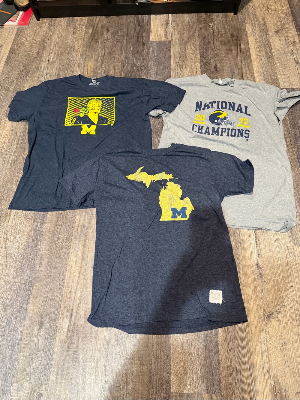 Original Retro Brand Navy & Gray Michigan Graphic Short Sleeve 3 Pack